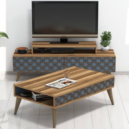 Hanah Home Conjunto de Muebles de Salón City - Nogal y Calcedonia